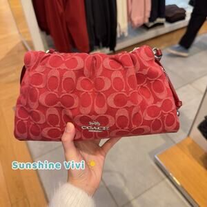 NWT Coach Faye Shoulder Bag In Signature Denim CDB93 denim/Silver/True Red